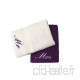 Paire de serviettes de bain brodées - Inscription « Mr » et « Mrs » - Violet et blanc - B074PJQ6H7